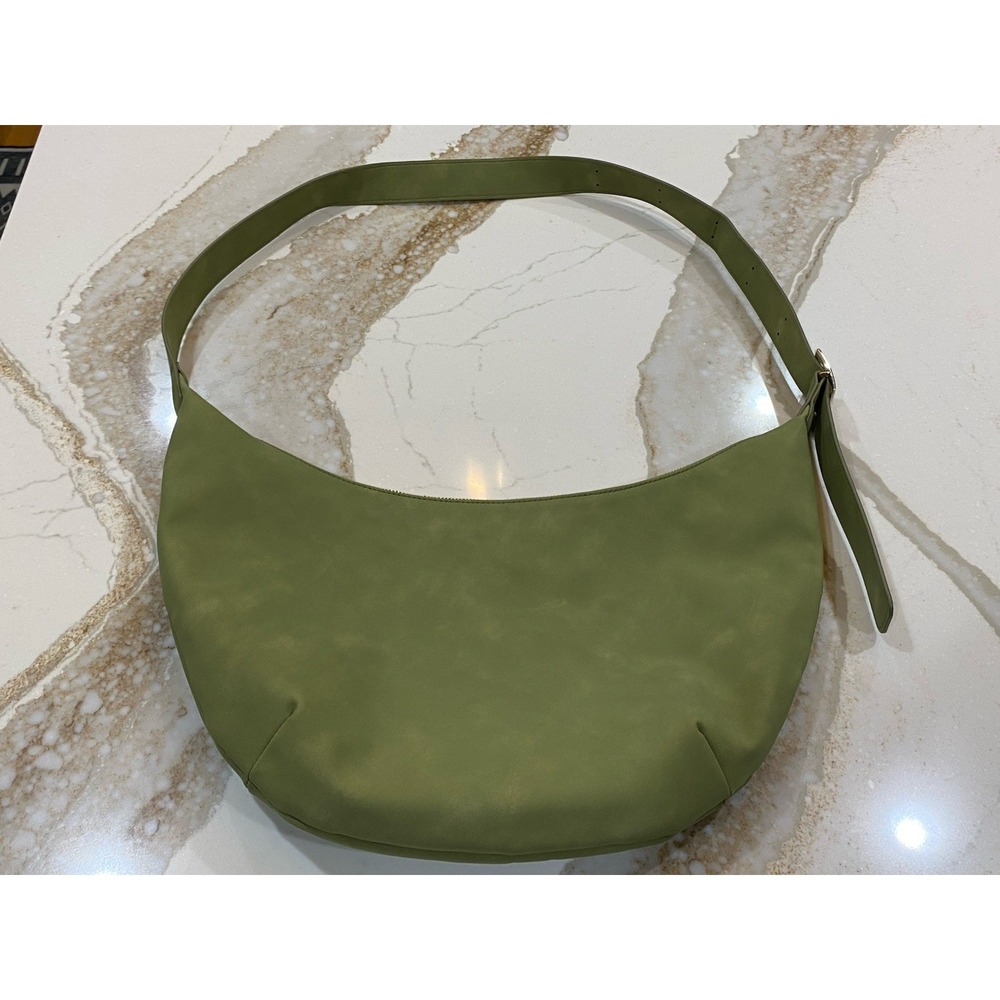 Universal Thread Womens Olive Green Crescent Shoulder Bag Curved Faux Suede Med